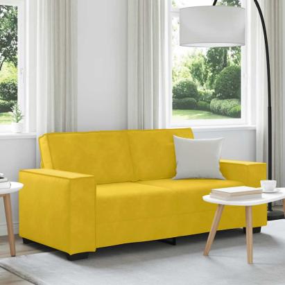 Canapea cu 2 locuri, galben, 180x78x84 cm, catifea GartenMobel Dekor