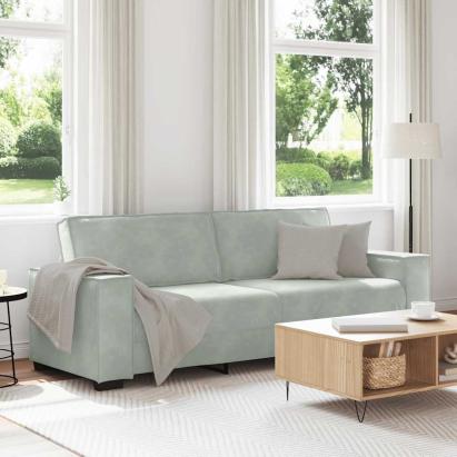 Canapea cu 3 locuri, gri deschis, material 220x78x84CM catifea GartenMobel Dekor