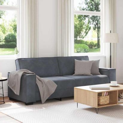 Canapea cu 3 locuri, gri închis, 220x78x84 cm, material catifea GartenMobel Dekor