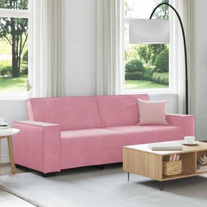 Canapea cu 3 locuri, roz, 220x78x84 cm, catifea GartenMobel Dekor