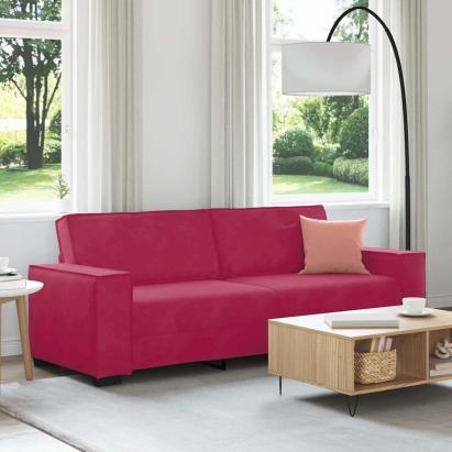 Canapea cu 3 locuri, roșu vin, 220x78x84 cm, material catifea GartenMobel Dekor