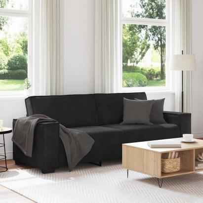 Canapea cu 3 locuri, Negru, 220x78x84 cm, catifea GartenMobel Dekor