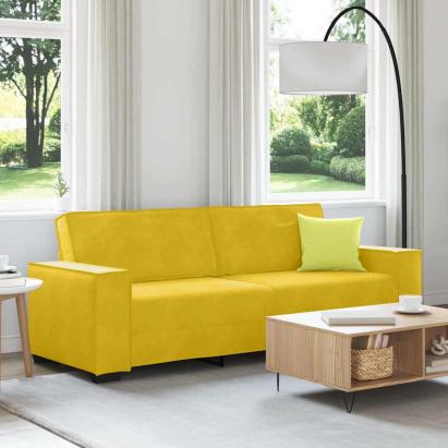 Canapea cu 3 locuri, galben, 220x78x84 cm, catifea GartenMobel Dekor
