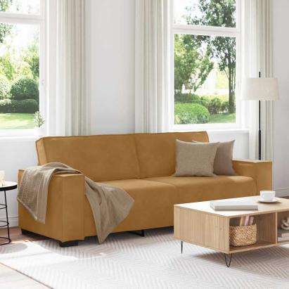 Canapea cu 3 locuri, Maro, 220x78x84 cm, catifea GartenMobel Dekor
