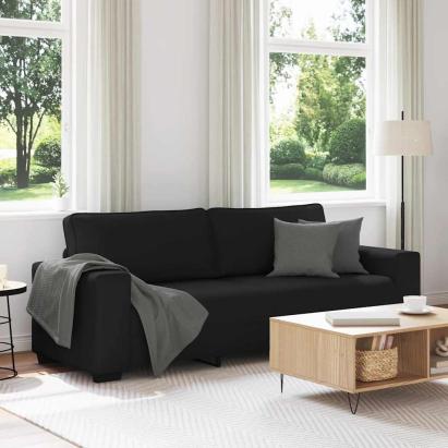 Canapea cu 3 locuri, neagră, 220x77x82 cm, material textil GartenMobel Dekor