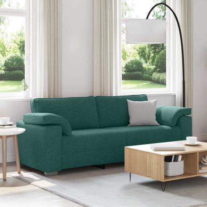 Sofa cu 3 locuri Verde închis 220 cm țesătură GartenMobel Dekor