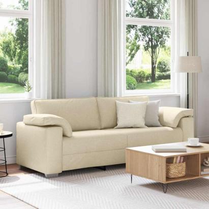 Sofa cu 3 locuri Crem 220 cm țesătură GartenMobel Dekor