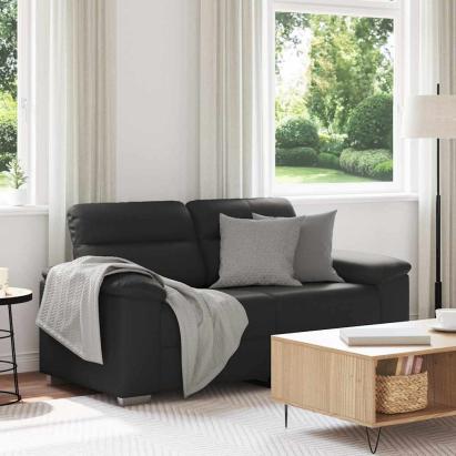 Canapea cu 2 locuri, neagră, 160x81x84 cm, piele ecologică GartenMobel Dekor