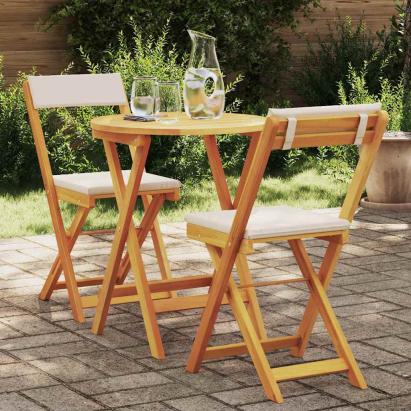 Set de masă pentru grădină cu pernă 3 pcs Ulei Natural GartenMobel Dekor