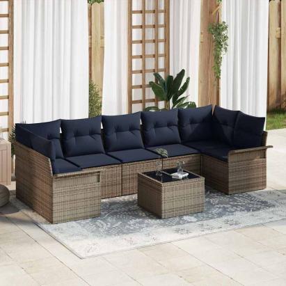 Set de canapele pentru grădină 8 pcs Gri poliratan GartenMobel Dekor