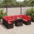 Set de canapele pentru grădină cu pernă 10 pcs Maro Rattan poli GartenMobel Dekor