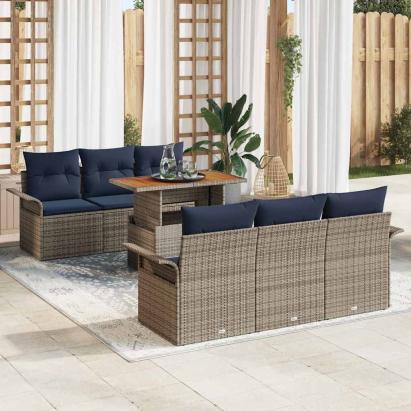 Set de canapele pentru grădină 7 pcs Gri și albastru marin GartenMobel Dekor