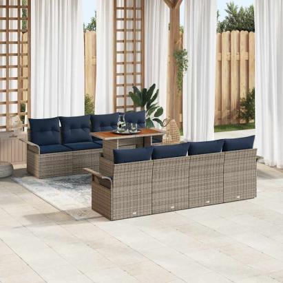 Set de canapele pentru grădină cu pernă 7 pcs gri și bleumarin GartenMobel Dekor