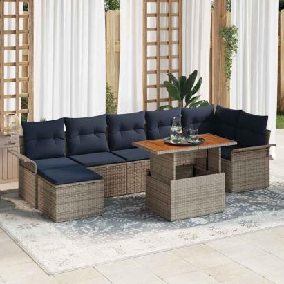 Set de canapele pentru grădină 8 pcs Gri și albastru marin GartenMobel Dekor