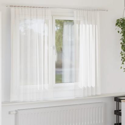 Perdele Voile cu buzunare pentru bare 2 buc Alb GartenMobel Dekor