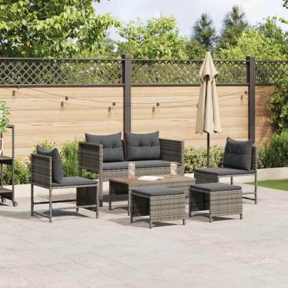 Set de canapele pentru grădină cu pernă 6 pcs Gri și gri închis GartenMobel Dekor