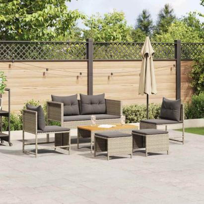 Set de canapele pentru grădină 6 pcs Gri deschis și gri închis GartenMobel Dekor