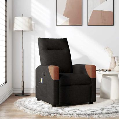 Fotoliu de masaj rabatabil, negru, material textil GartenMobel Dekor