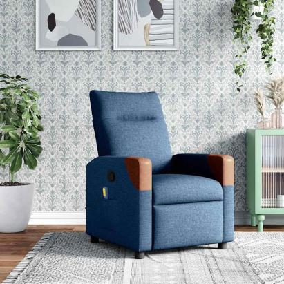 Fotoliu de masaj rabatabil, albastru, textil GartenMobel Dekor