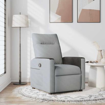 Fotoliu rabatabil, gri deschis, material textil GartenMobel Dekor