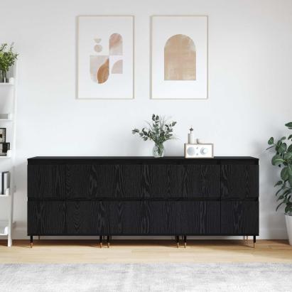 Dulap de depozitare 3 pcs Stejar Negru 60 x 35 x 70 cm GartenMobel Dekor