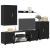 Set comodă TV Pe perete 4 pcs Stejar Negru Lemn compozit GartenMobel Dekor