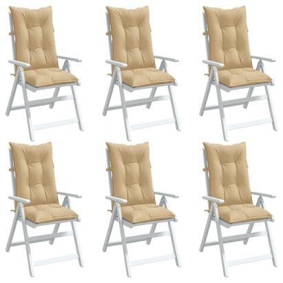 Perne scaun cu spătar înalt 6 buc. melanj bej 120x50x7cm textil GartenMobel Dekor