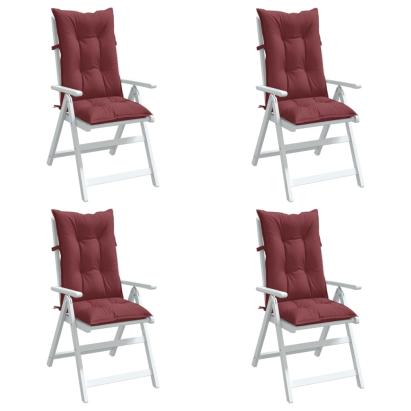 Perne scaun cu spătar înalt, 4 buc. roșu vin 120x50x7 cm textil GartenMobel Dekor