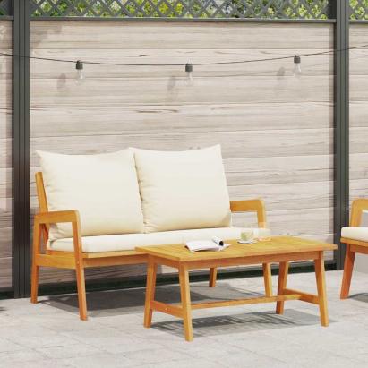 Set bistro cu pernă 2 Bucată Ulei Natural Lemn Solid de Acacia GartenMobel Dekor