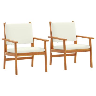 Scaun pentru Grădină 2 pcs Alb crem Lemn Solid de Acacia GartenMobel Dekor