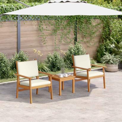 Set de canapele pentru grădină 3 pcs Alb crem GartenMobel Dekor