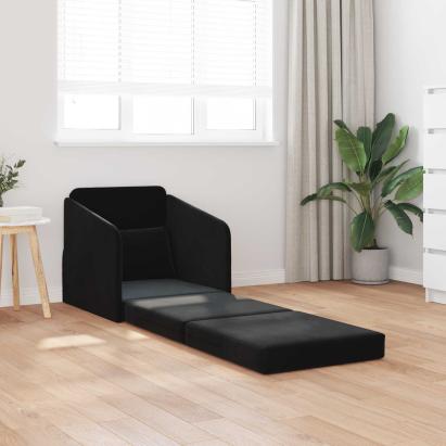 Pat canapea Negru 65 x 80 x 83 cm Catifea GartenMobel Dekor