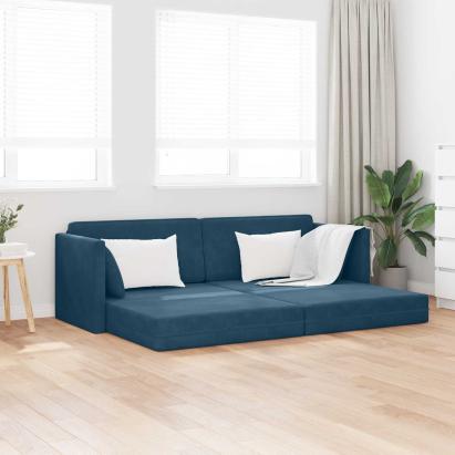 Canapea extensibilă de podea albastru 213 x 70 x 77 cm Catifea GartenMobel Dekor
