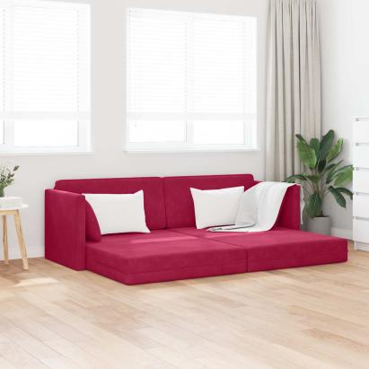 Canapea extensibilă de podea Roșu Vin 213 x 70 x 77 cm Catifea GartenMobel Dekor