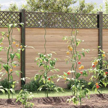 Sprijin pentru plante 5 pcs Verde 170 x 0,6 x 0,6 cm Oțel GartenMobel Dekor