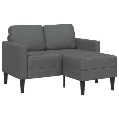 Canapea cu 2 locuri și șezlong în formă de L, gri închis, 125 cm, material textil GartenMobel Dekor