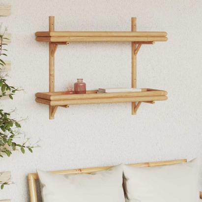Raft de perete cu raft Pe perete Maro 75 x 26 x 60 cm Bambus GartenMobel Dekor