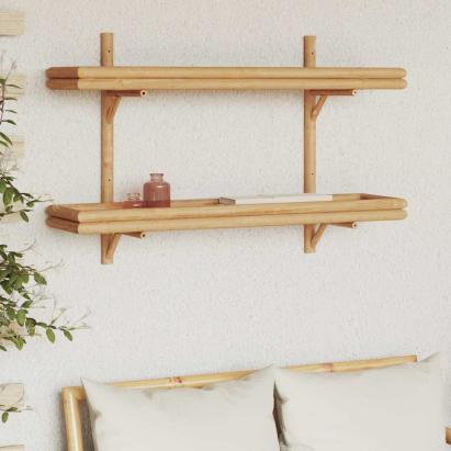 Raft de perete cu raft Pe perete Maro 100 x 26 x 60 cm Bambus GartenMobel Dekor