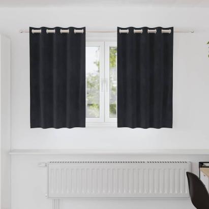 Perdele opace 2 pcs Negru 140 x 140 cm Catifea GartenMobel Dekor