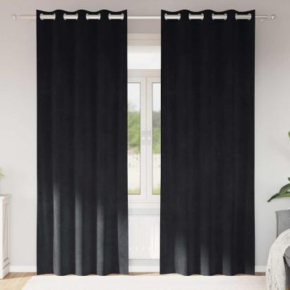 Perdele opace 2 pcs Negru 140 x 260 cm Catifea GartenMobel Dekor