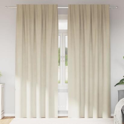 Perdele opace 2 pcs Crem 140 x 225 cm Catifea GartenMobel Dekor