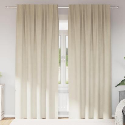 Perdele opace 2 pcs Crem 140 x 260 cm Catifea GartenMobel Dekor