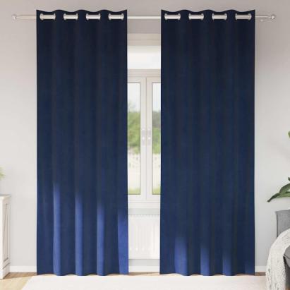 Perdele opace 2 pcs Albastru închis 140 x 245 cm Catifea GartenMobel Dekor