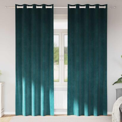 Perdele opace 2 pcs Verde închis 140 x 245 cm Catifea GartenMobel Dekor