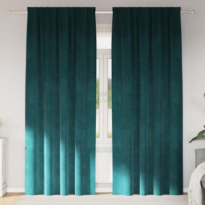 Perdele opace 2 pcs Verde închis 140 x 245 cm Catifea GartenMobel Dekor