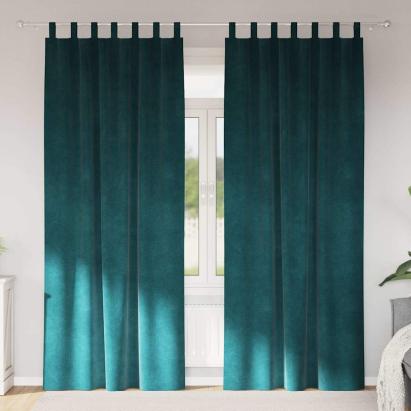 Perdele opace 2 pcs Verde închis 140 x 225 cm Catifea GartenMobel Dekor