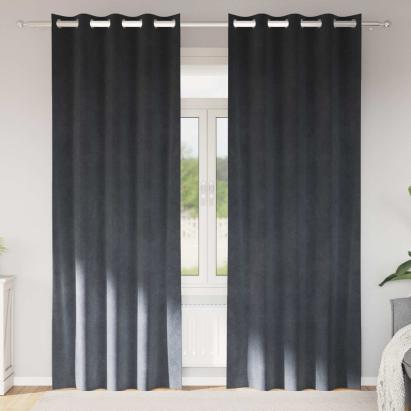 Perdele opace 2 pcs Gri deschis 140 x 260 cm Catifea GartenMobel Dekor