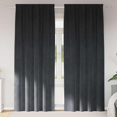 Perdele opace 2 pcs Gri deschis 140 x 260 cm Catifea GartenMobel Dekor