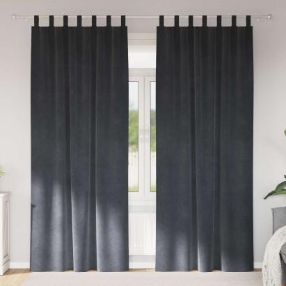 Perdele opace 2 pcs Gri deschis 140 x 260 cm Catifea GartenMobel Dekor