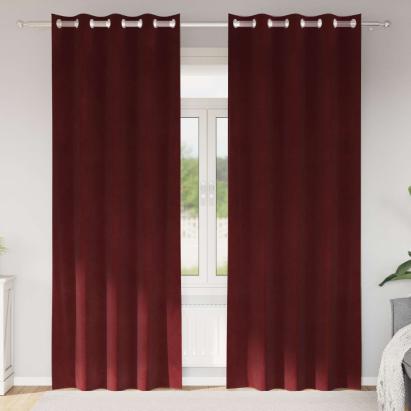 Perdele opace 2 pcs Roșu Vin 140 x 225 cm Catifea GartenMobel Dekor